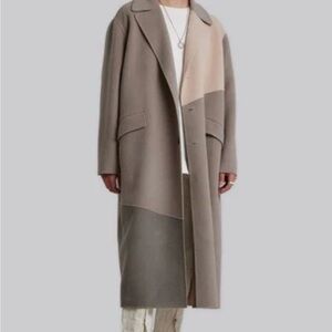 Dept. Anonym Tri-Color Paneled Wool Cashmere Overcoat Trench Coat
